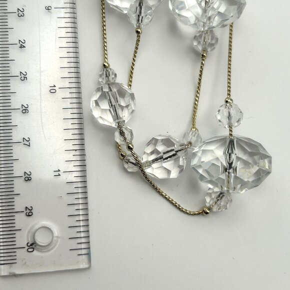 Vintage 60 inch Faceted Crystal Bead Rope Necklace 14K GP Clasp Long Layering - Picture 8 of 12